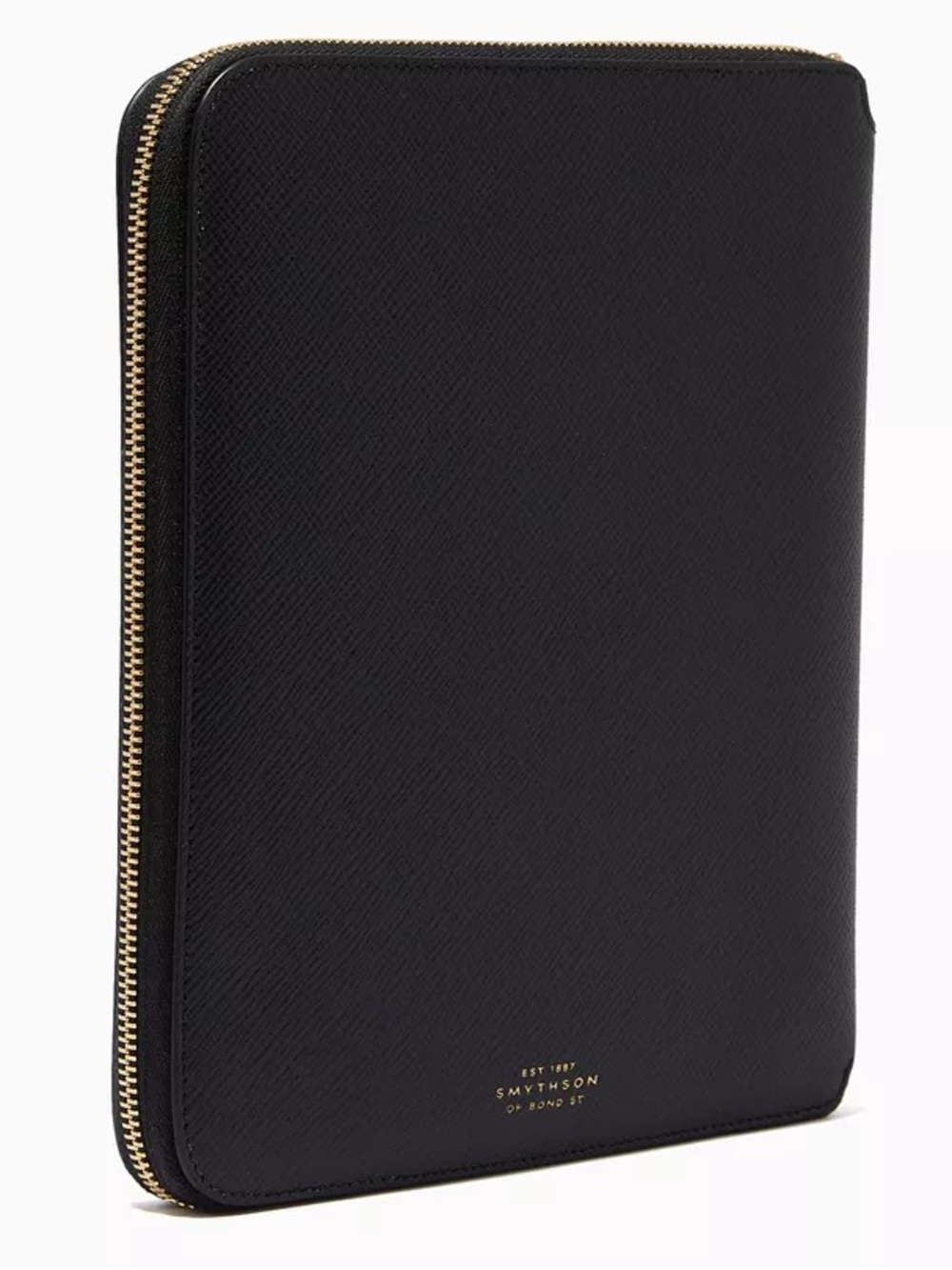 Smythson Panama Crossgrain Leather A5 Zip Writing Portfolio Black 9.5 x 7.5